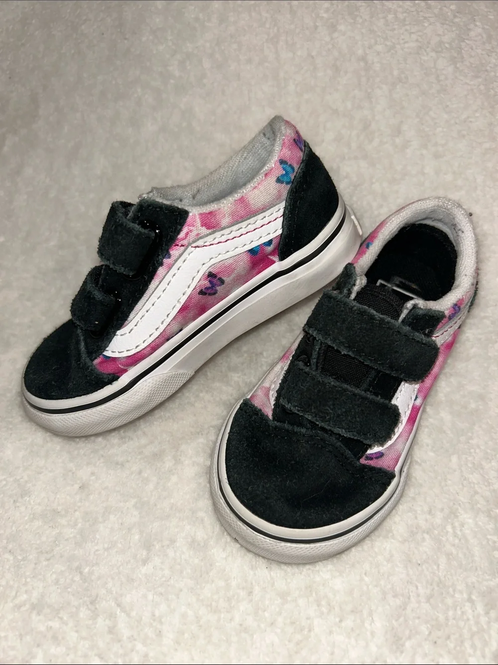 Vans Toddler Old Skool V Shoes butterfly dream print pink white size 5.5 girls